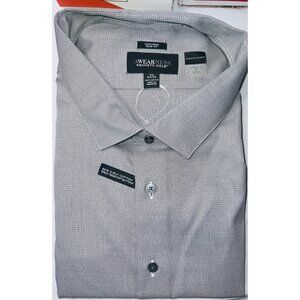Kenneth Cole Awareness Mens Dress Shirt 22 34/35 Gray 65%Poly 35%Rayon Button-Up
